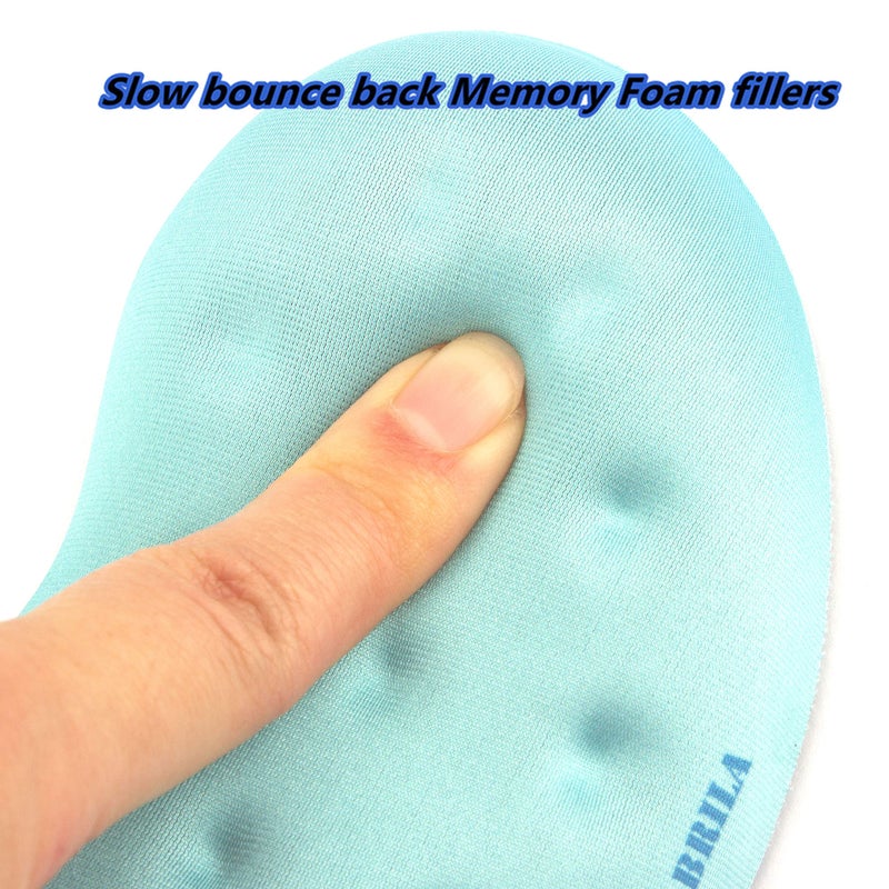 BRILA Ergonomic Memory Foam Mouse Wrist Rest Support Pad Cushion for Computer, Laptop, Office Work, PC Gaming - Massage Holes Design - Wrist Pain Relief (Aquamarine Mouse Wrist Rest) - Image 5